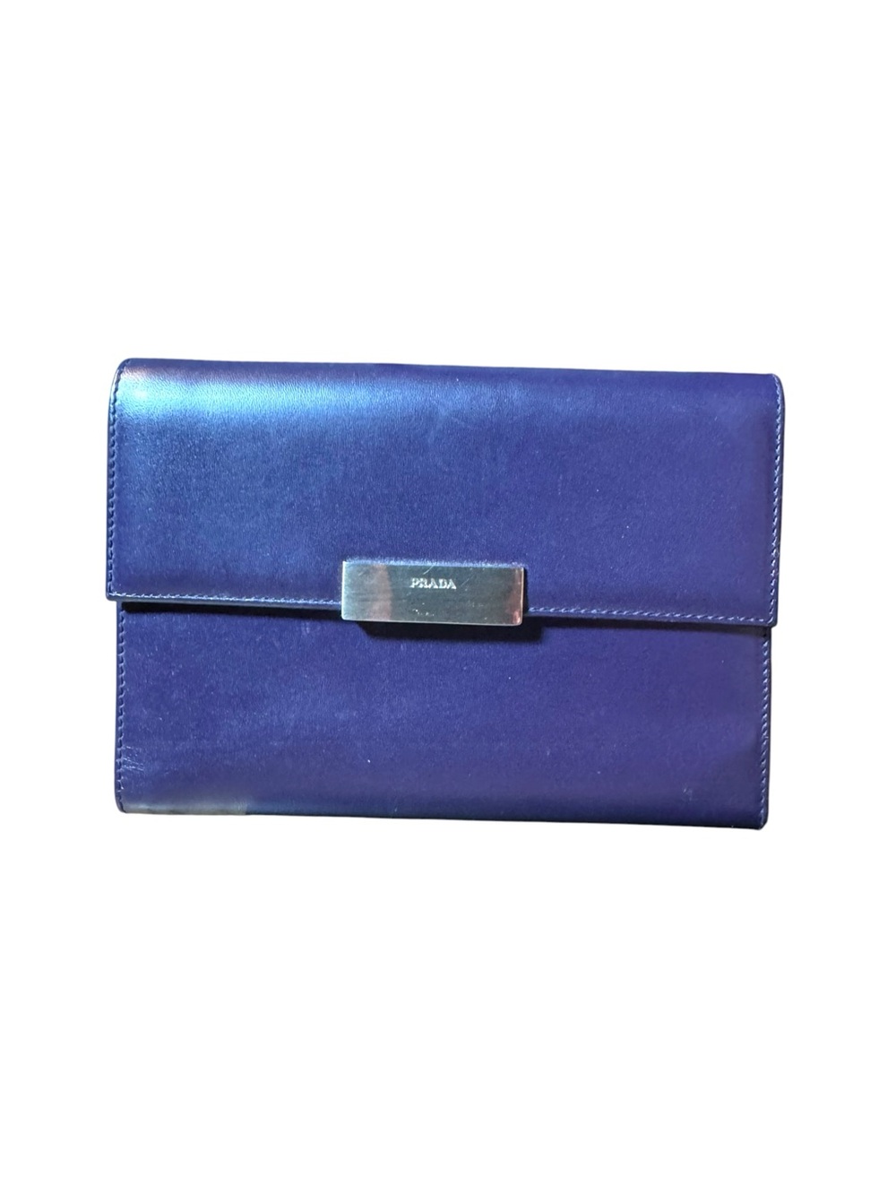 Prada Iridescent Iris Purple Vitello Leather Compact Wallet